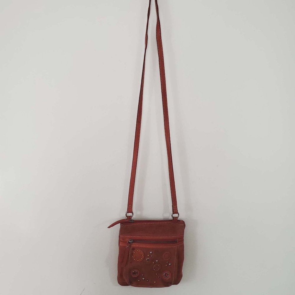 Fossil Mini Crossbody Bag Red Suede Women's Bag - Picture 3 of 9